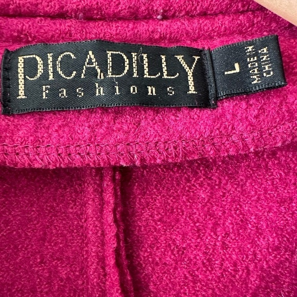 Picadilly Fashions Women's Wool Blend Zip Front Sweater Jacket Fuchsia Large - Picture 5 of 8